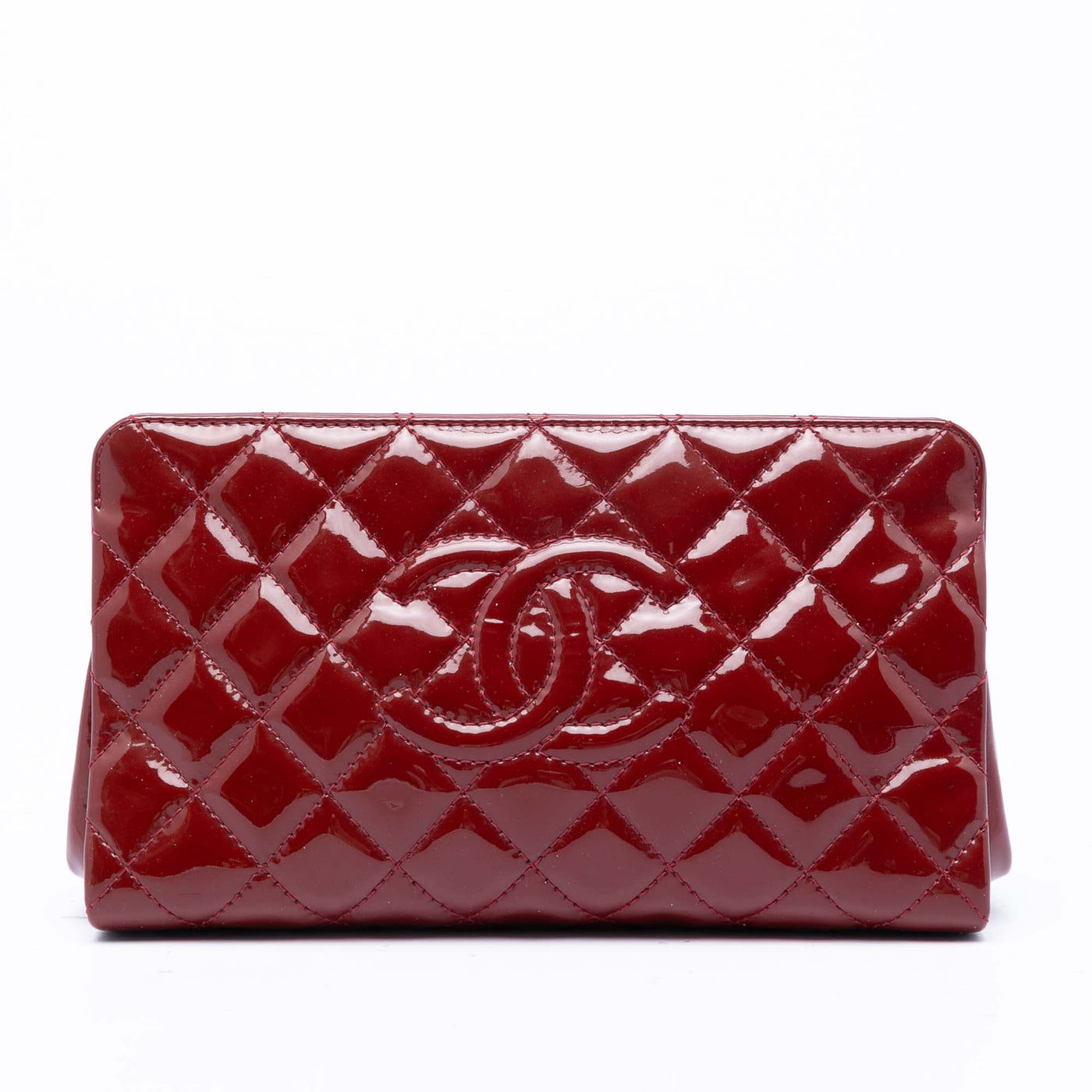 CC Quilted Patent Timeless Clutch - Image 1