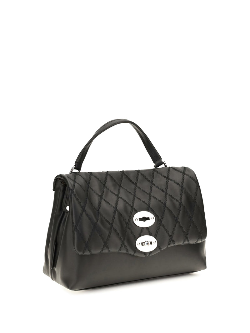 Zanellato Postina Top Handle Bag — Black Calf Leather Bos Taurus