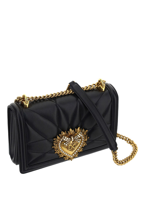 Dolce & Gabbana Devotion Shoulder Bag — Black Lamb Ovis Aries
