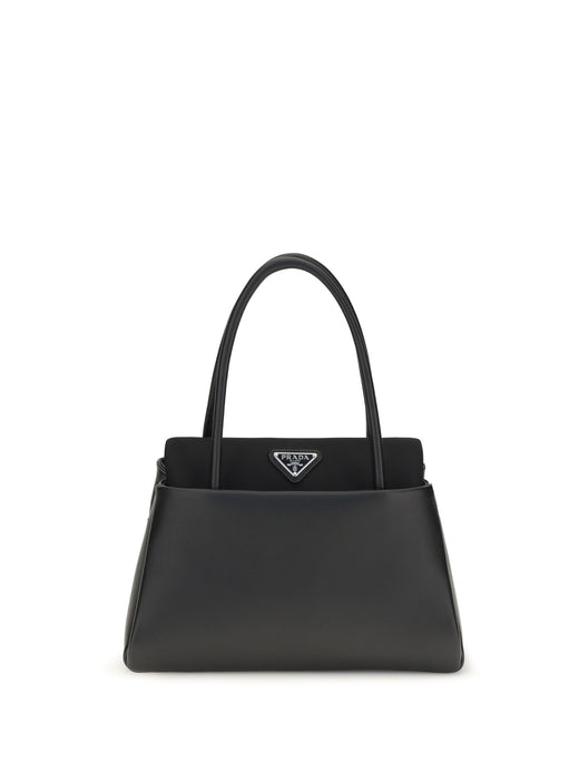Prada Triangle Logo Top Handle Bag — Black Calf Leather Bos Taurus