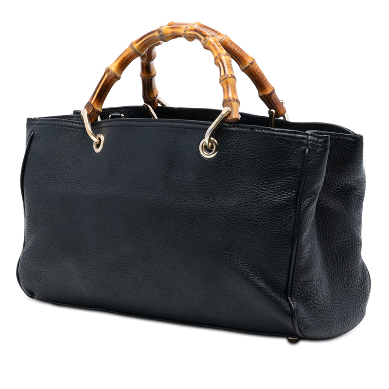Medium Calfskin Bamboo Shopper Satchel - Image 2