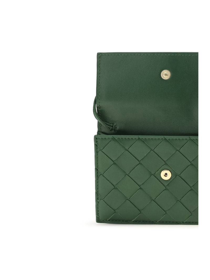 Bottega Veneta Knot Card Case — Green Lamb Leather Wallets & Purses