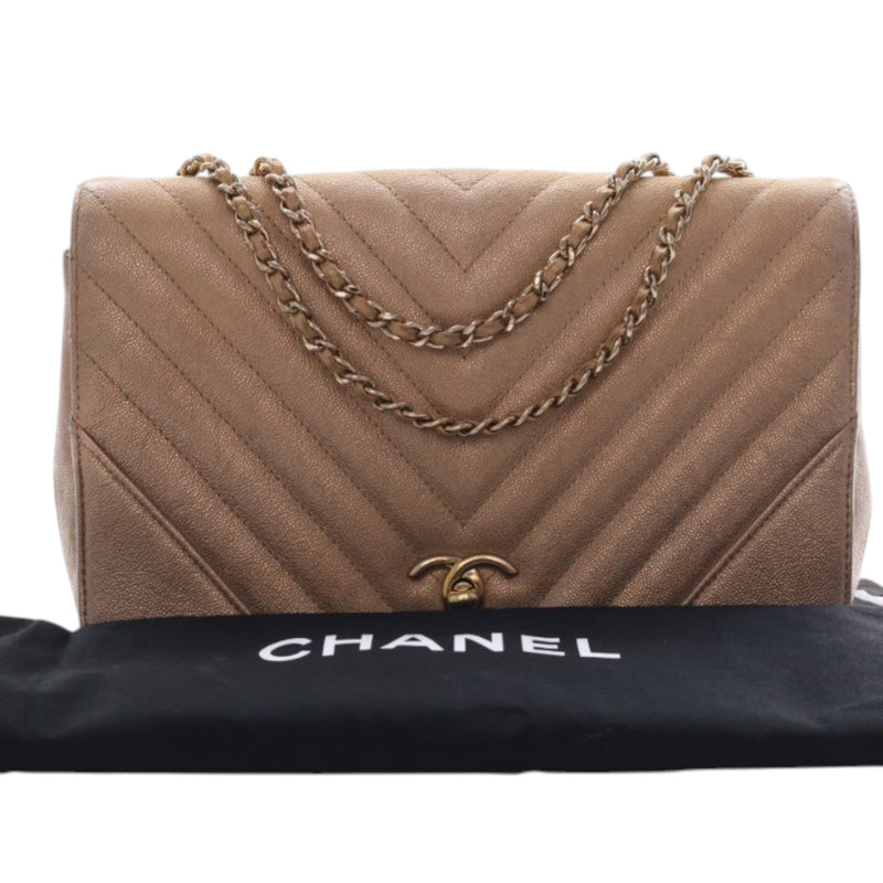 Medium Chevron Iridescent Caviar Statement Flap - Image 14