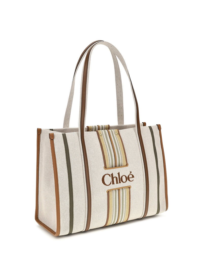 Chloé Woody Loop Tote Bag — Brown Cotton; Viscose