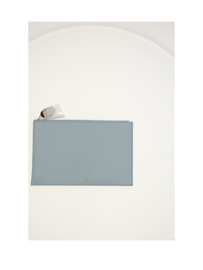Celine Duo Pouch Wallet — Blue Lamb (ovis Aries) & Purses