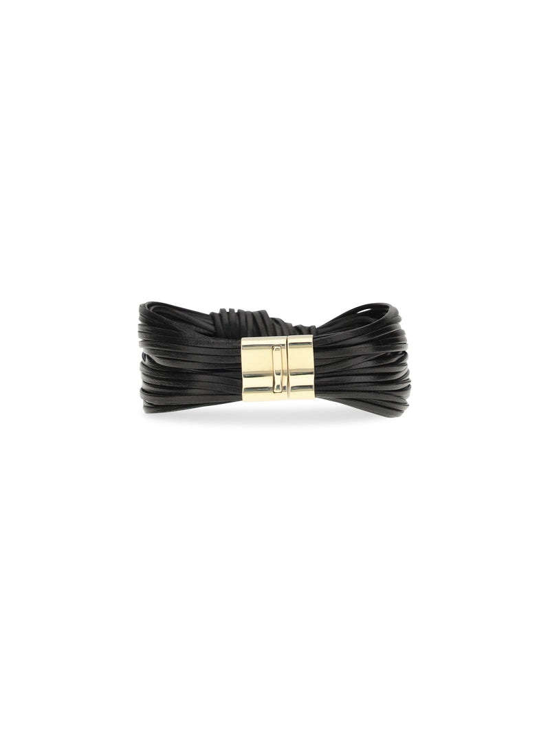 Bottega Veneta Knot Bracelet — Black Silver Bracelets