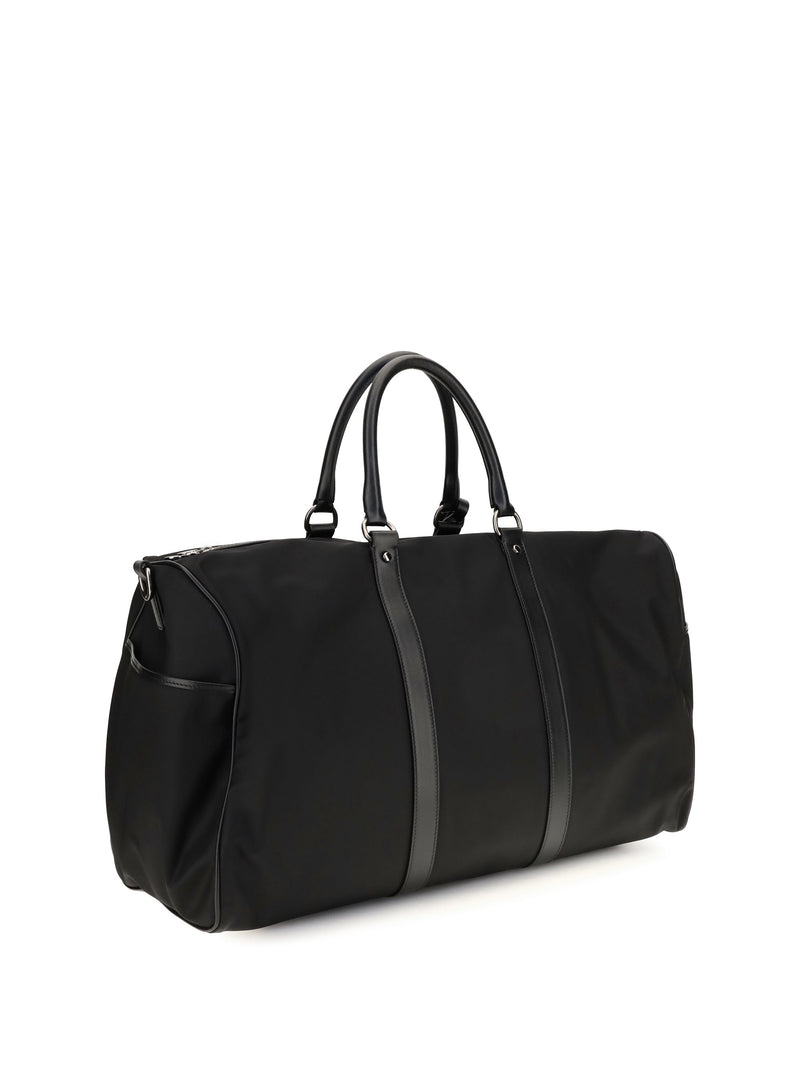 Kiton Leather-Trim Nylon Travel Duffle Bag — Black
