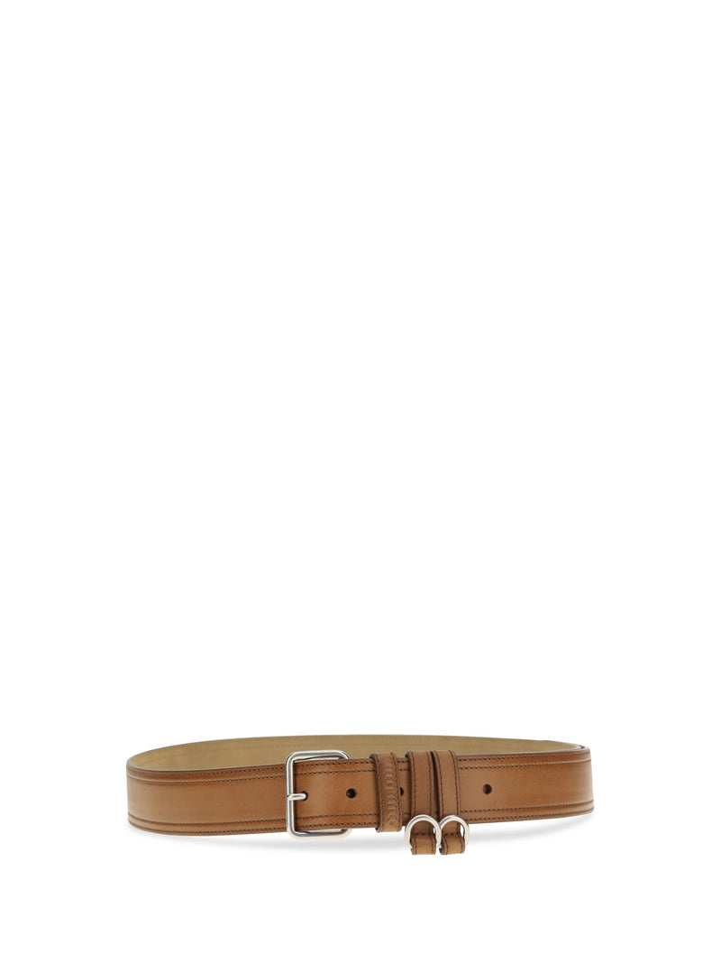 Miu Miu Textured Calf Leather Belt — Cognac