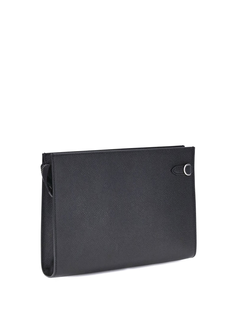 Valentino Garavani Soft-Grain Leather Pouch — Black Wallet