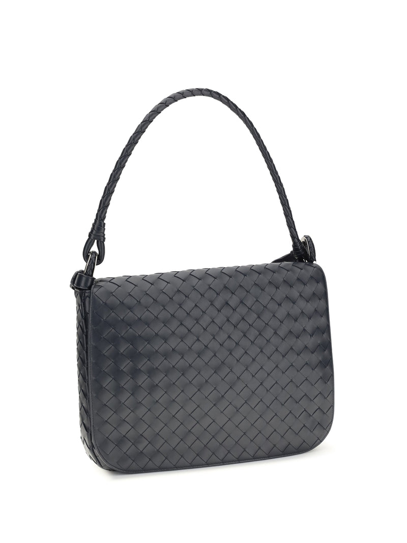 Bottega Veneta Intrecciato Woven Calf Leather Shoulder Bag — Black