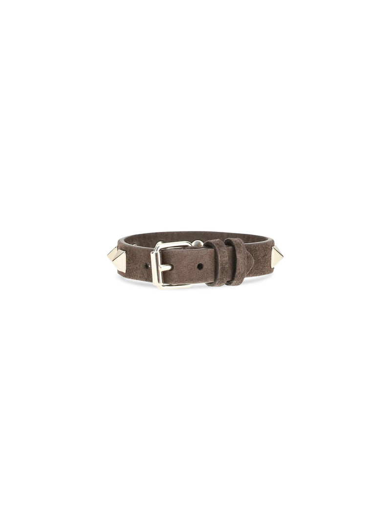 Valentino Garavani Rockstud Bracelet — Brown Calf Leather Bos Taurus Bracelets