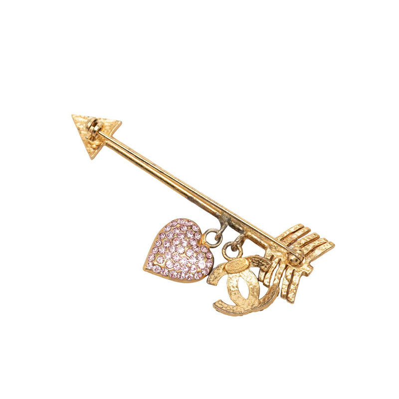 CC Gold Plated Strass Arrow Heart Charm Pin Brooch - Image 2
