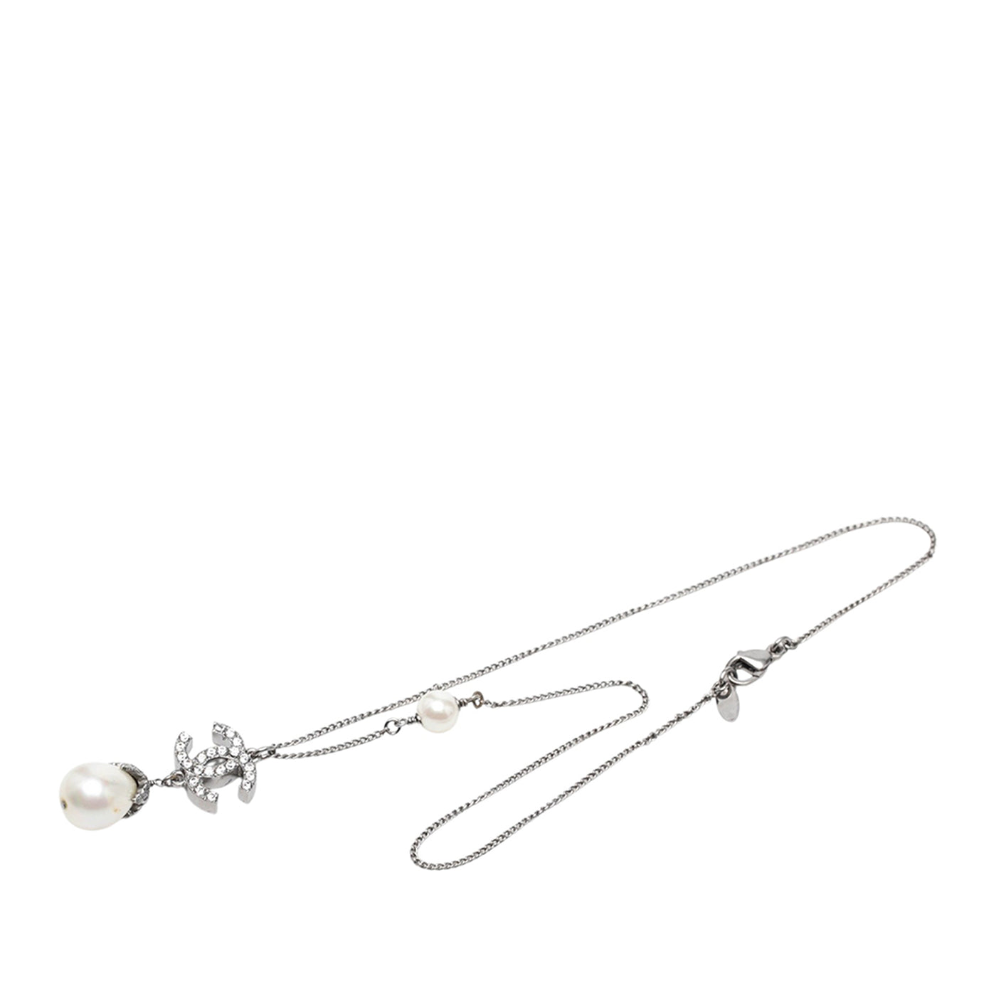 CC Brass Strass Faux Pearl Pendant Necklace - Image 1