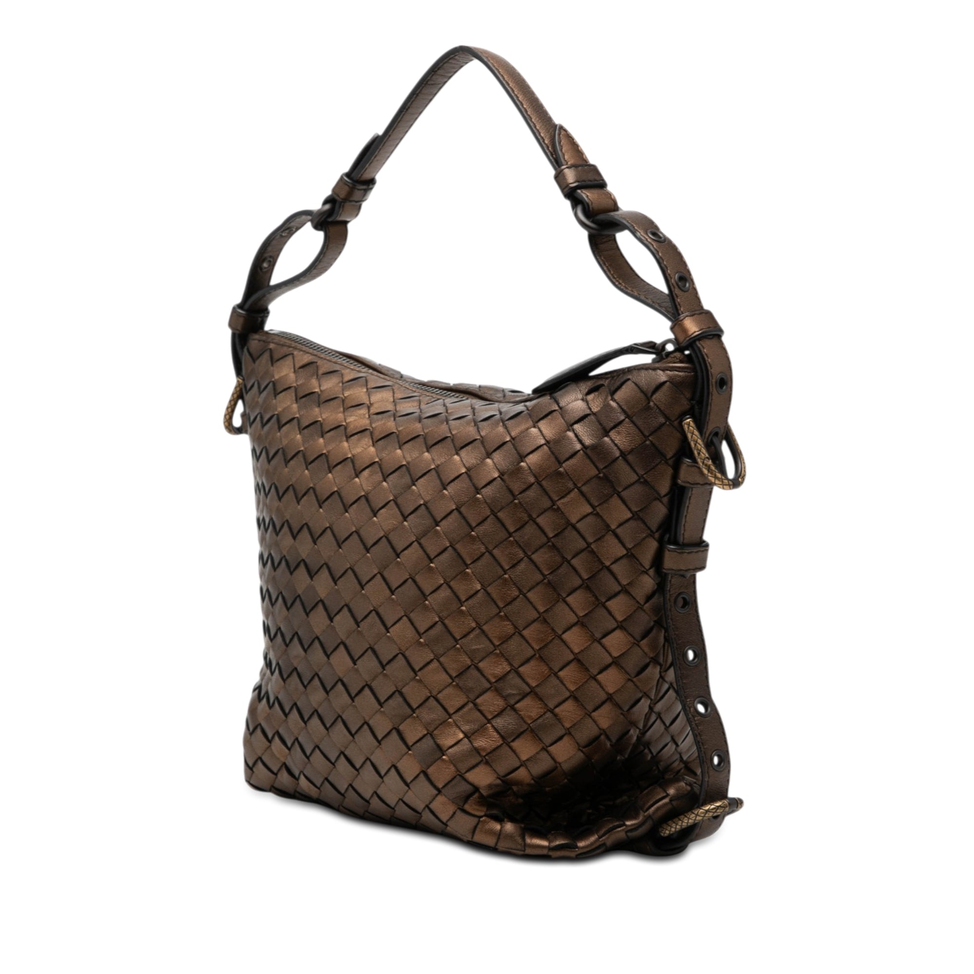 Metallic Nappa Intrecciato Belted Loop Handbag - Image 2