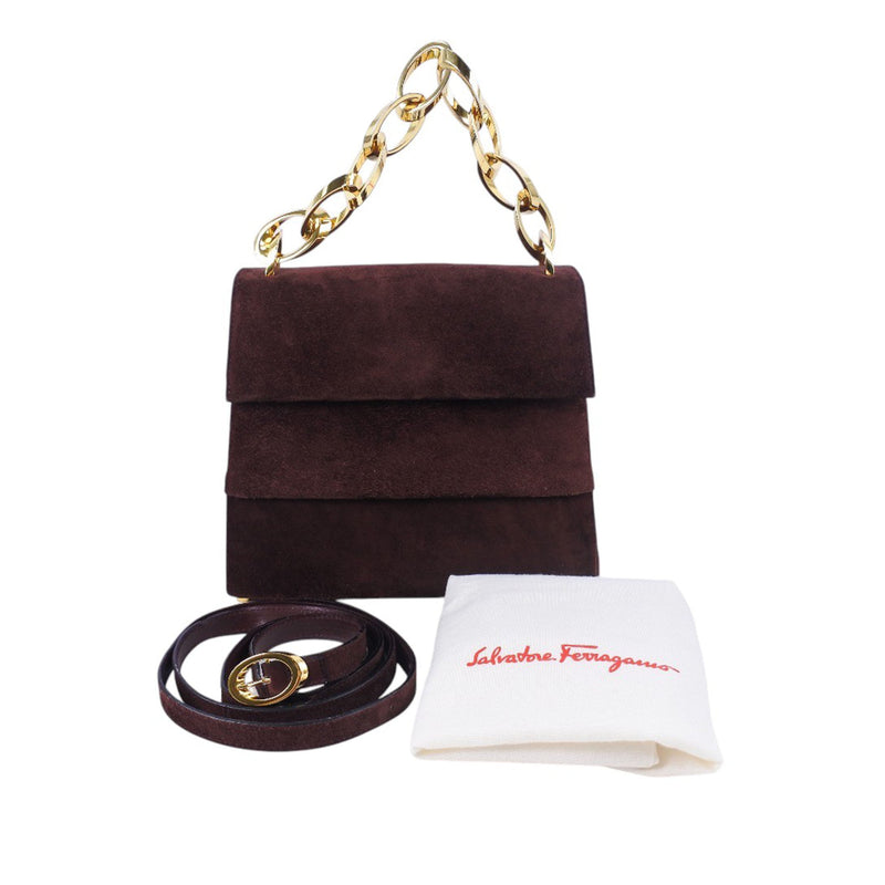 Suede Chain Satchel - Image 10