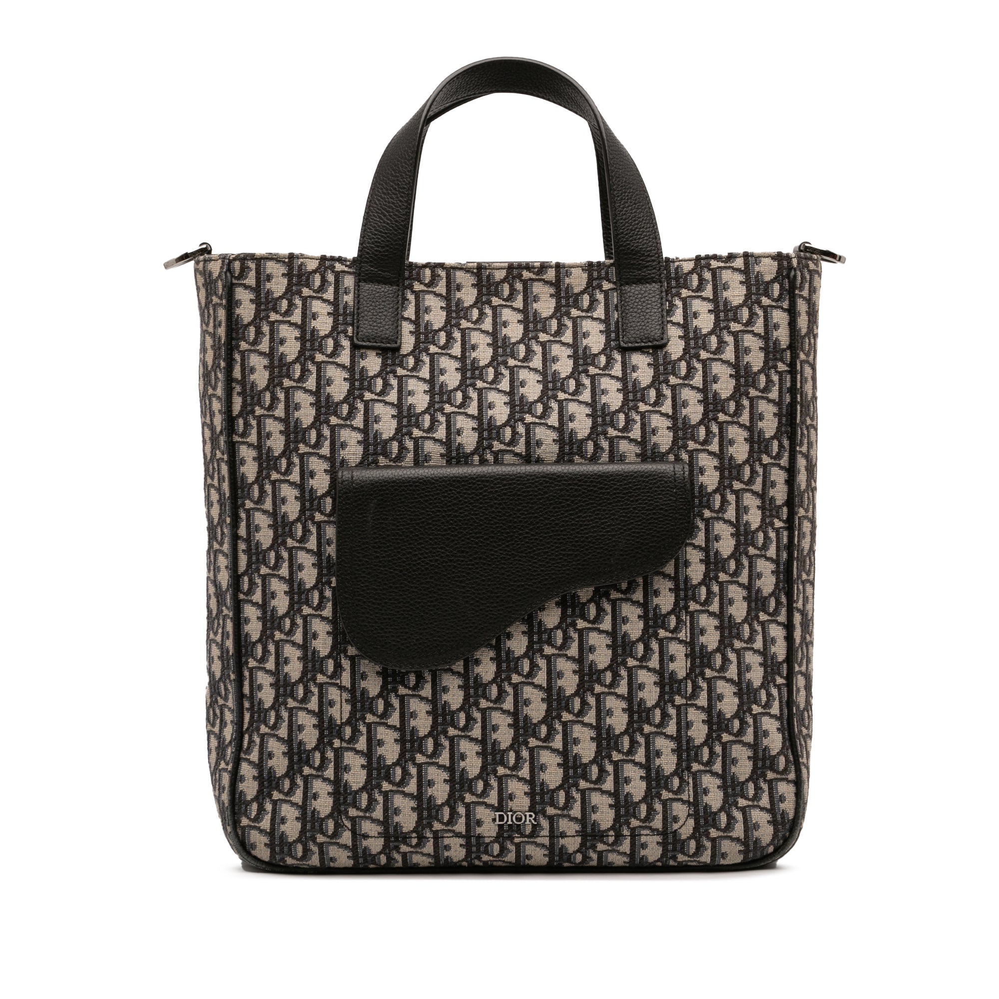 Oblique Canvas and Leather Saddle Tote - Image 1