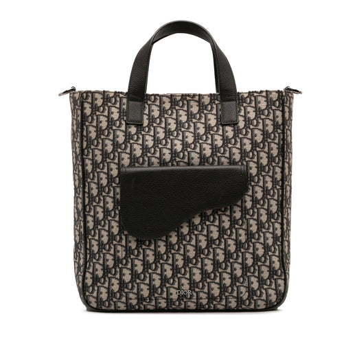 Oblique Canvas and Leather Saddle Tote - Image 1