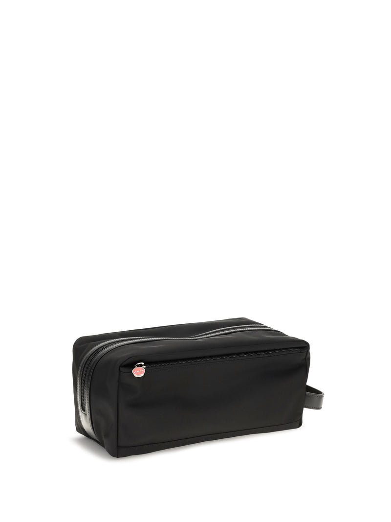 Kiton Nylon Beauty Case Top Handle Bag — Black