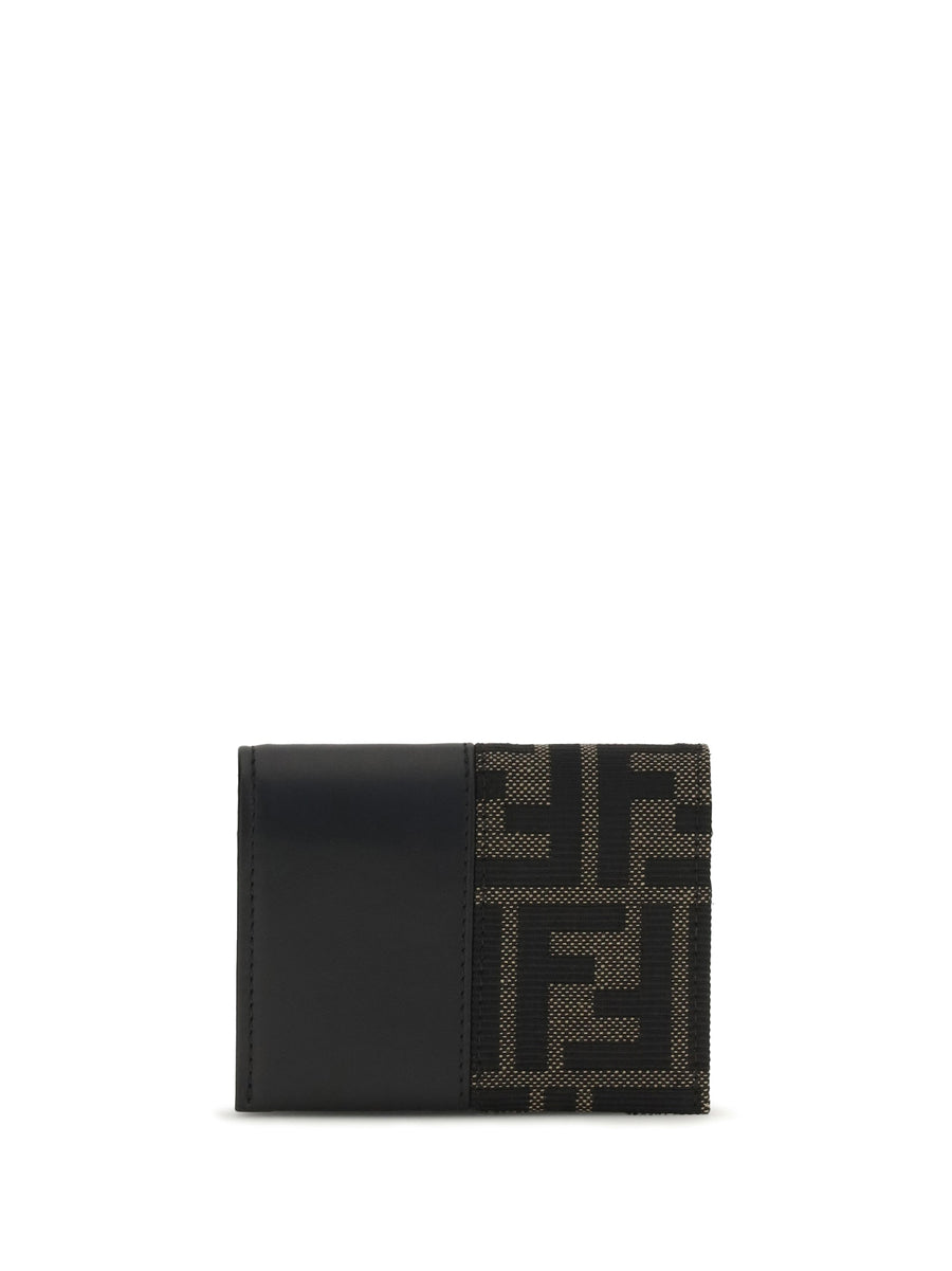 Fendi Ff Card Case — Black Polyester; Cotton Wallet