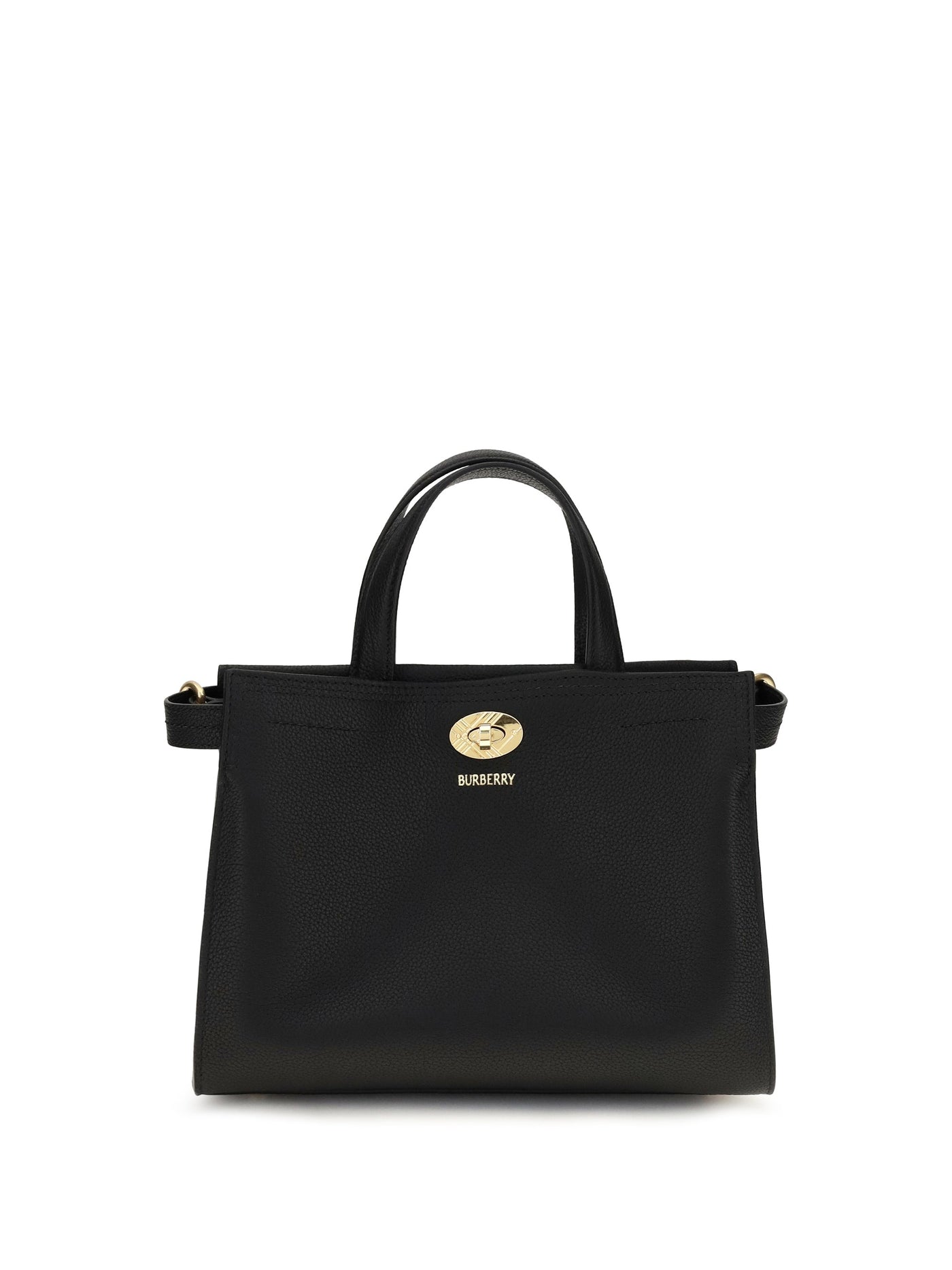 Burberry Check Top Handle Bag — Black Cotton; Polyester