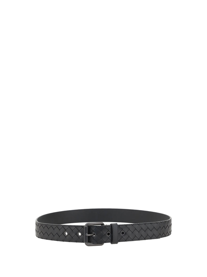 Bottega Veneta Intrecciato Belt — Black Calf Leather