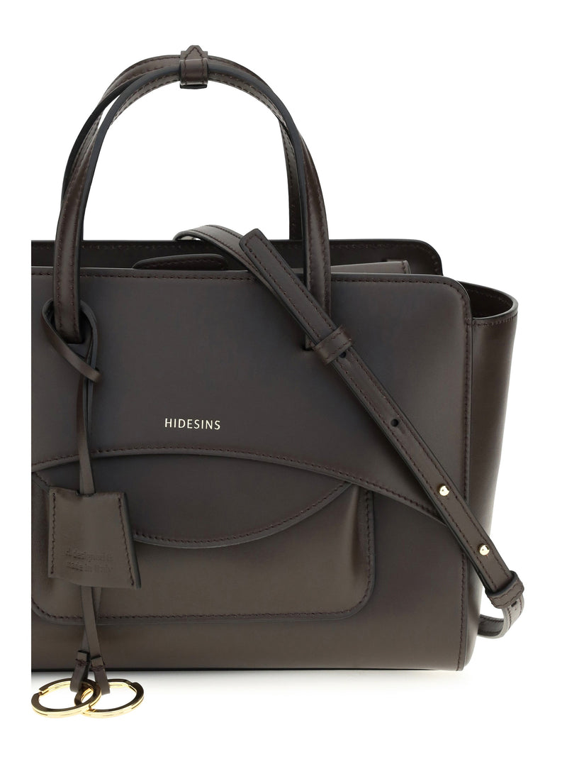 Hidesins Structured Calf Leather Top Handle Bag — Brown Bos Taurus