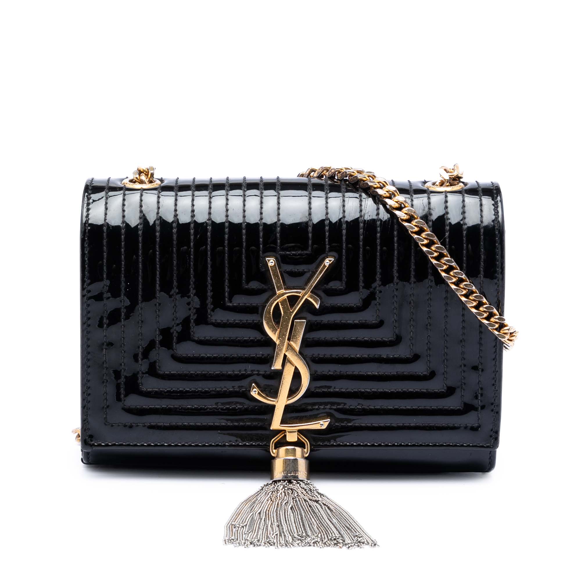 Small Quilted Patent Monogram Kate Tassel Crossbody - Image 1