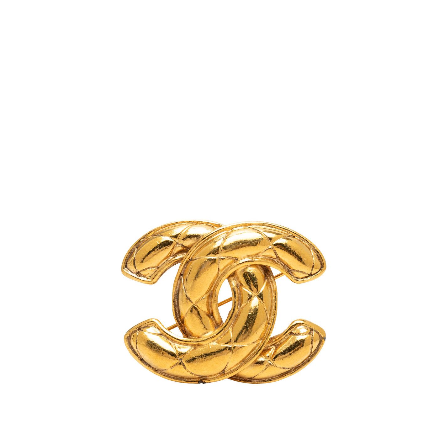CC Gold Plated Quilted Brooch - Image 1