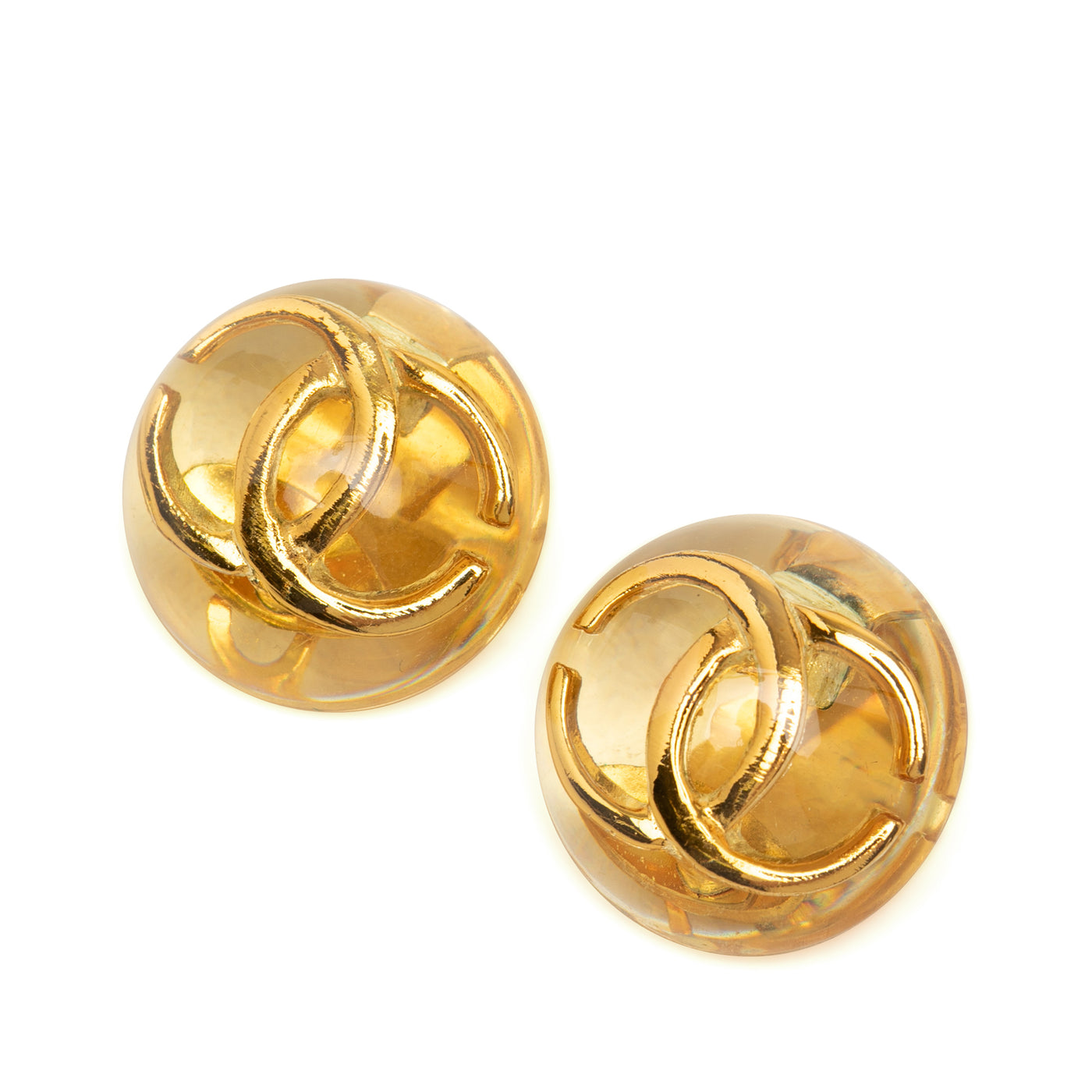 CC Resin and Gold Plated Clip On Earrings - Image 1