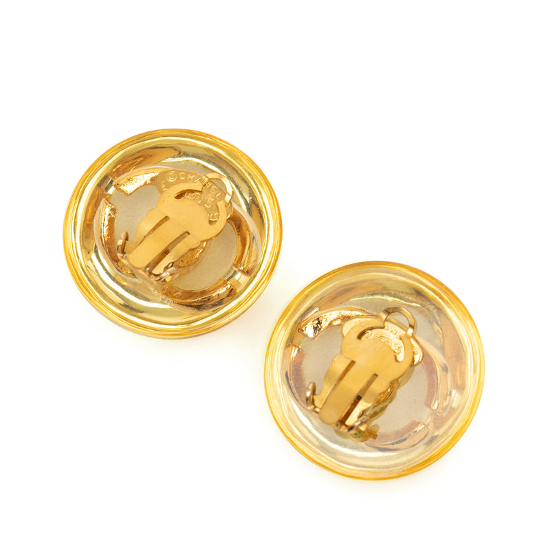 CC Resin and Gold Plated Clip On Earrings - Image 2