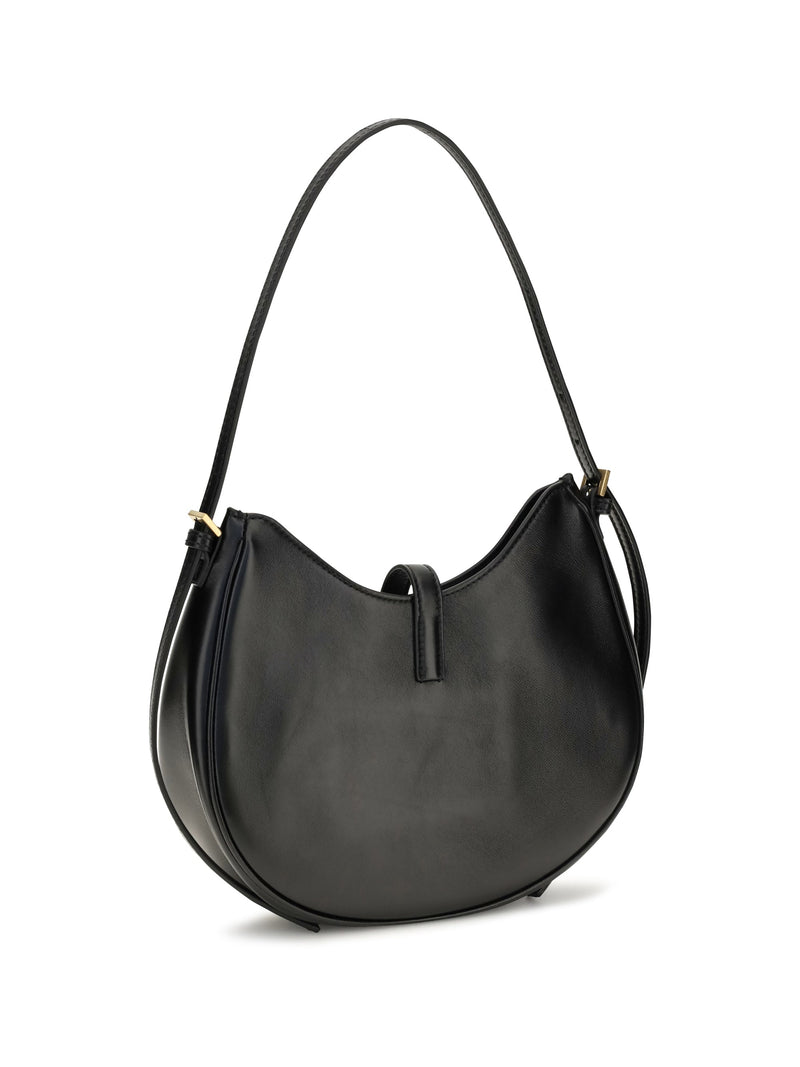 Versace Gold-Tone Medusa Plaque Shoulder Bag — Black Calf Leather Bos Taurus