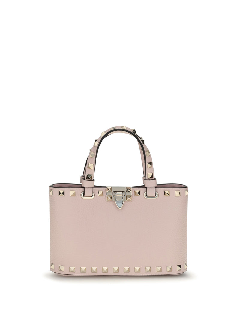 Valentino Garavani Rockstud Shopping Top Handle Bag — Pink Calf Leather