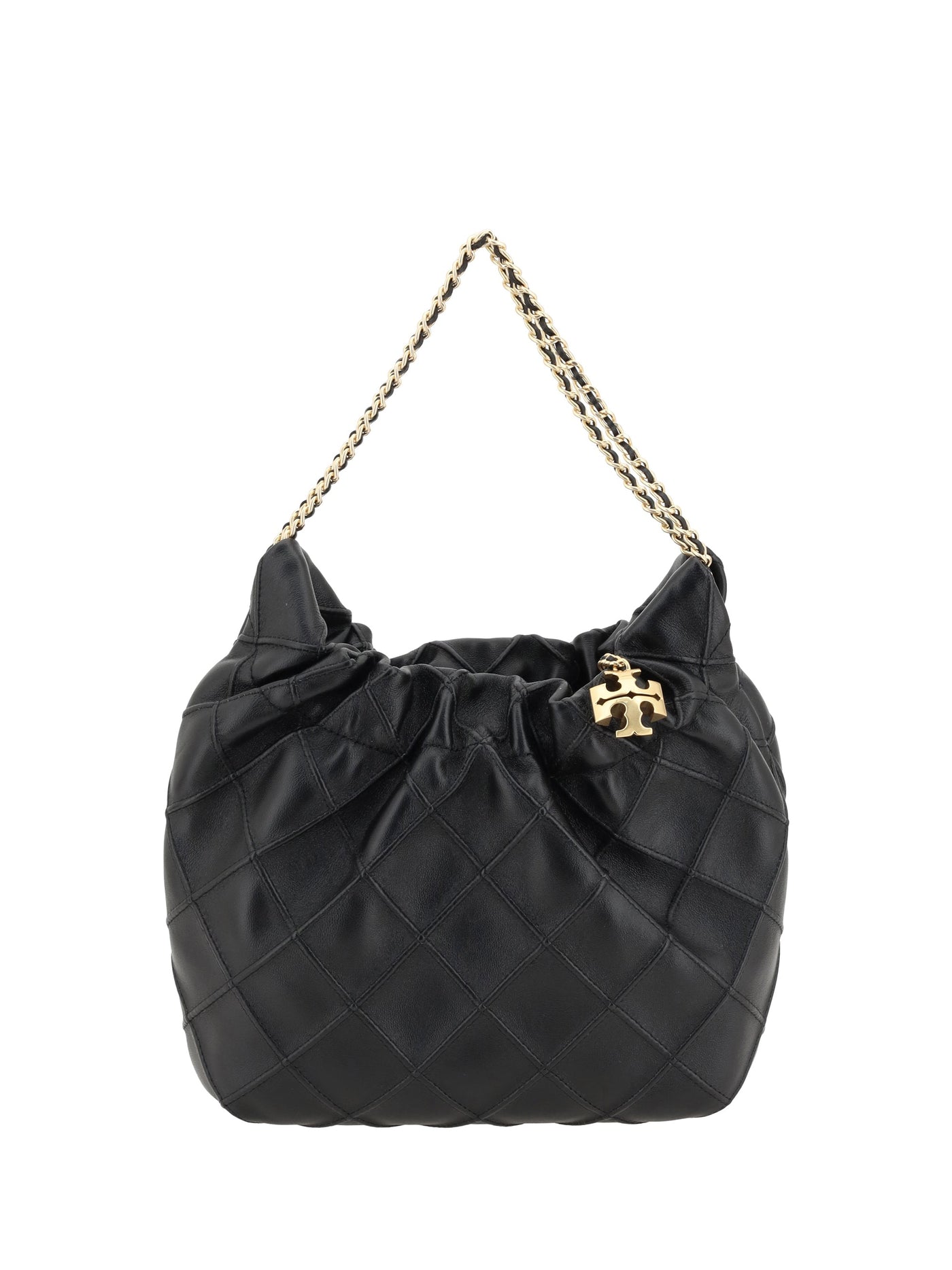 Tory Burch Fleming Mini Hobo Bag — Black Lamb Ovis Aries