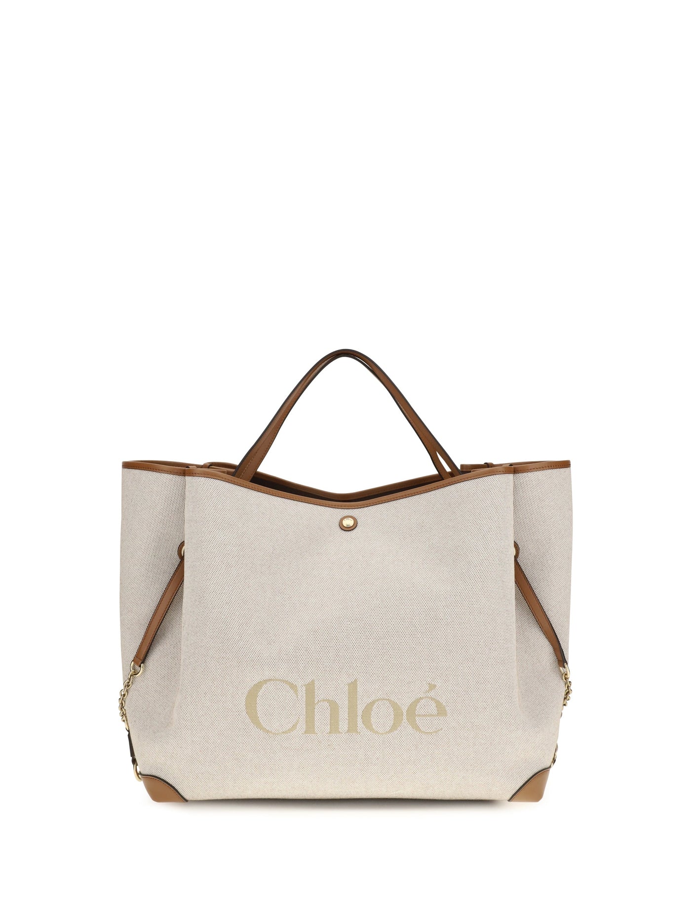 Chloé Logo-Embroidered Cotton Canvas Tote Bag — Brown