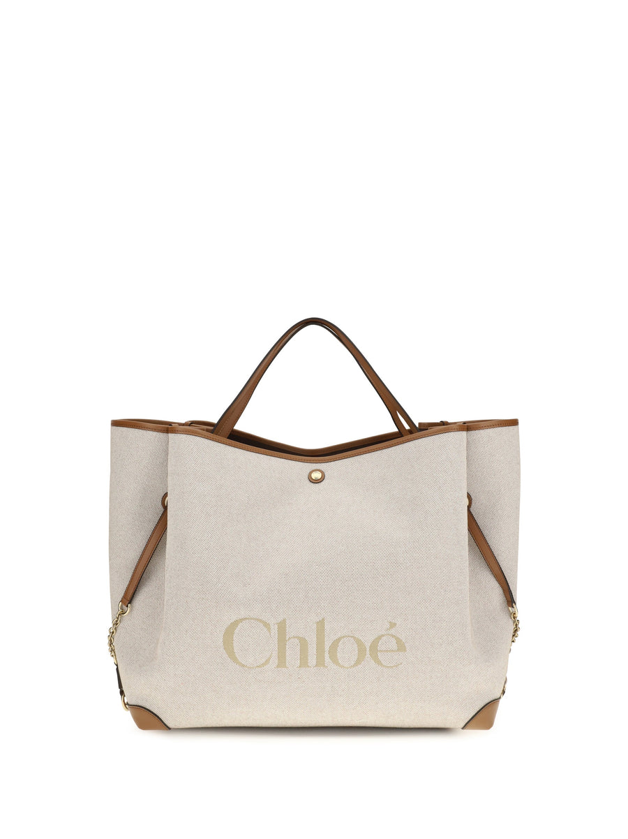 Chloé Logo-Embroidered Cotton Canvas Tote Bag — Brown