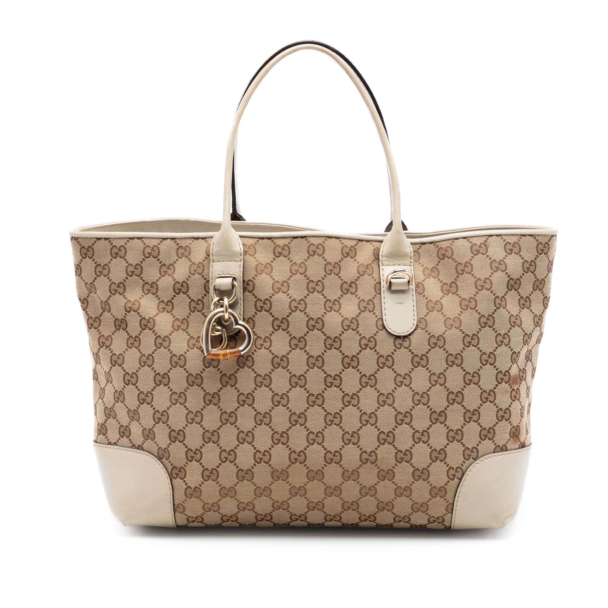 GG Canvas Heart Bit Tote - Image 1