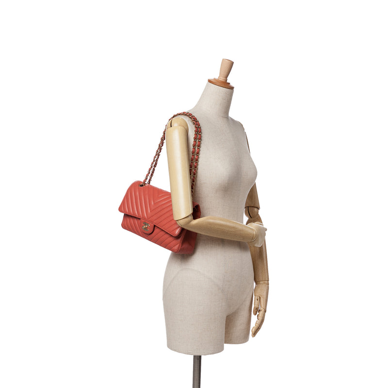 Medium Classic Chevron Lambskin Double Flap - Image 9