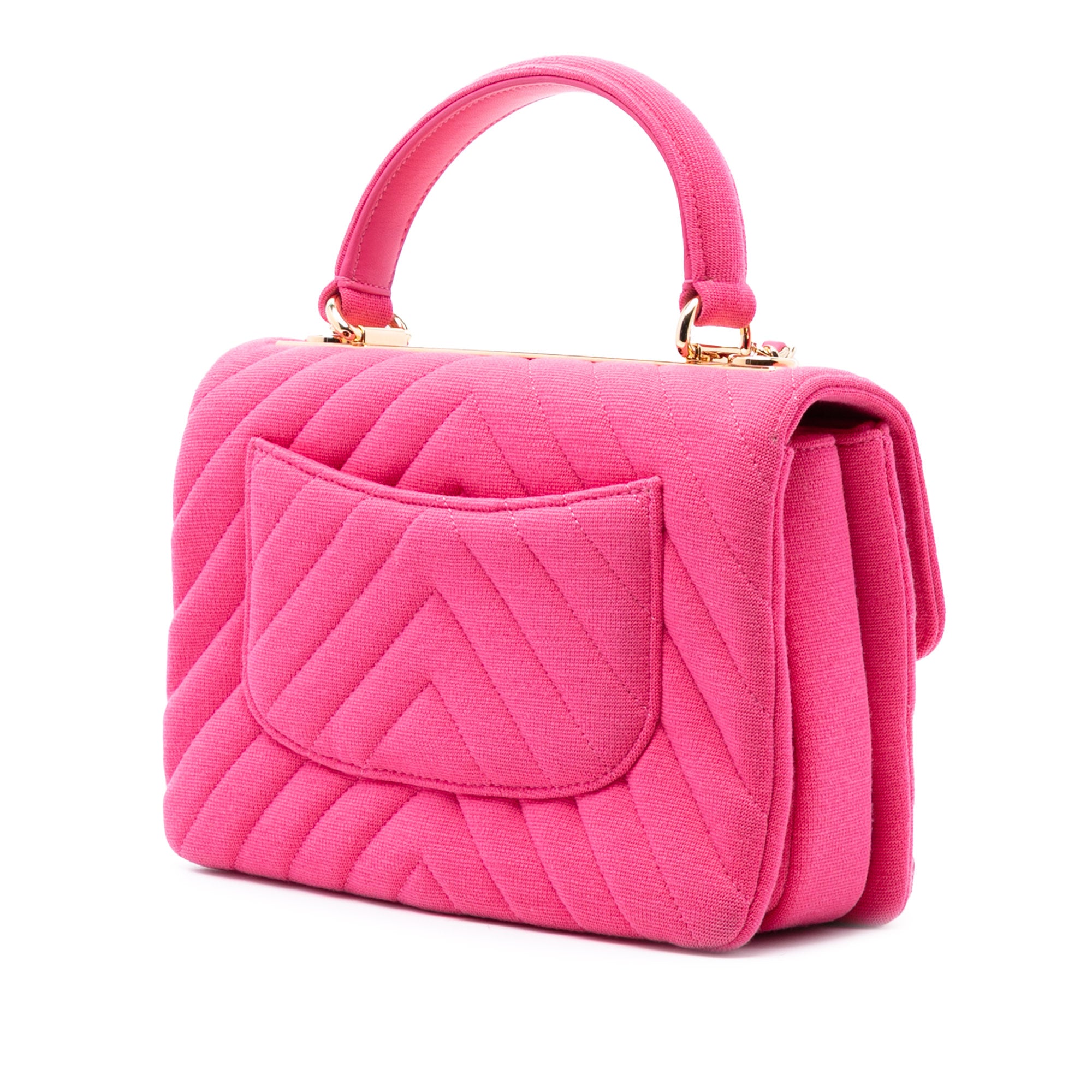 Small Chevron Jersey Trendy CC Top Handle Flap - Image 2