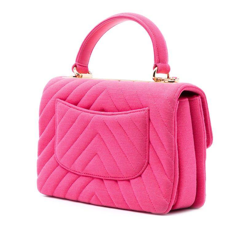 Small Chevron Jersey Trendy CC Top Handle Flap - Image 2