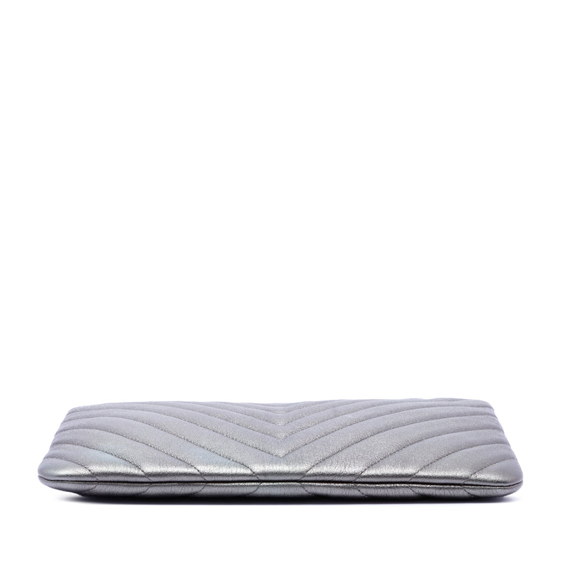 Medium Chevron Metallic Calfskin O Case Clutch - Image 3