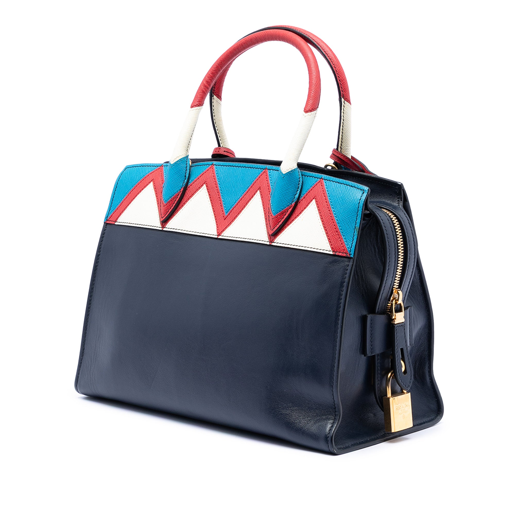 Medium Saffiano Trimmed City Calf Greca Esplanade Satchel - Image 2