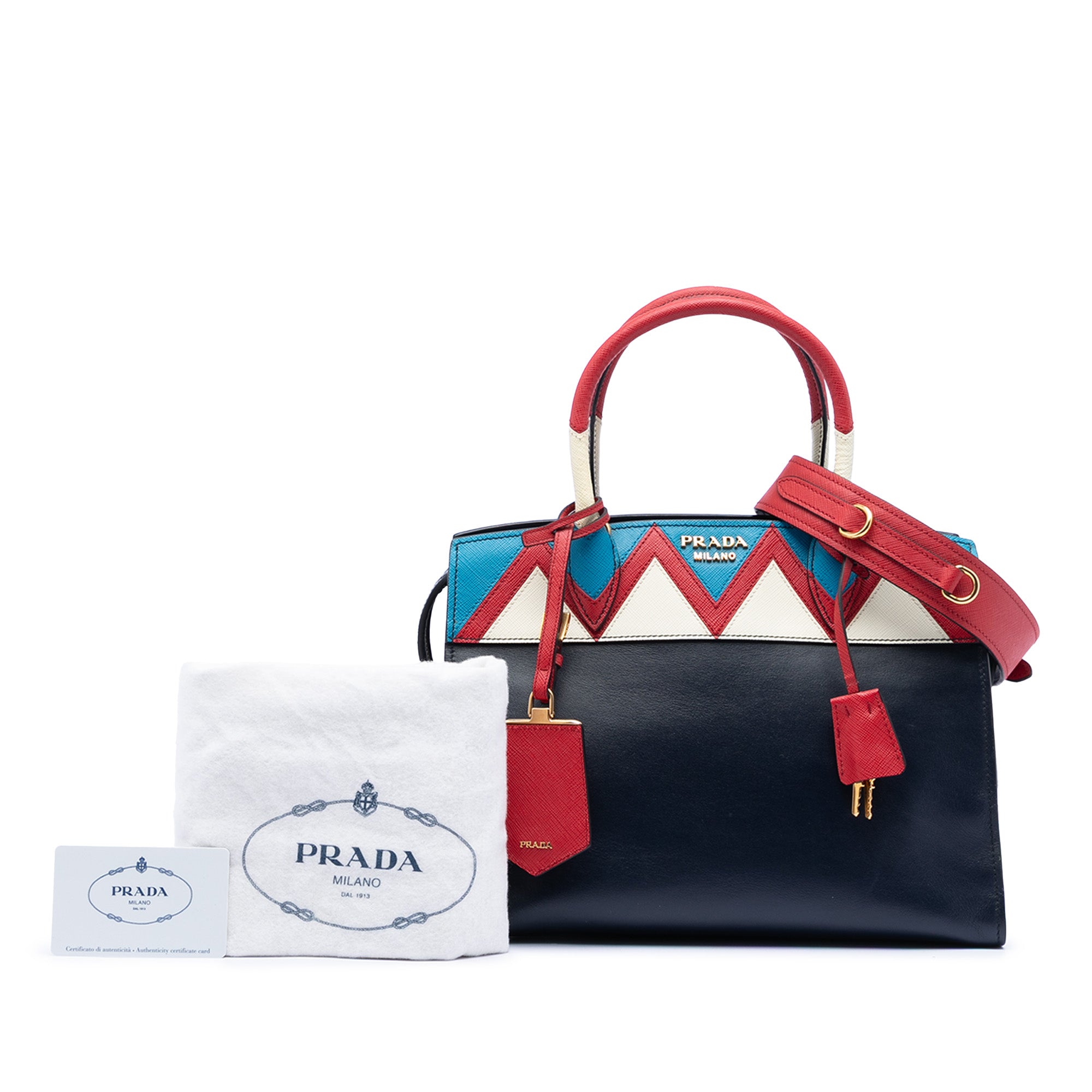 Medium Saffiano Trimmed City Calf Greca Esplanade Satchel - Image 7