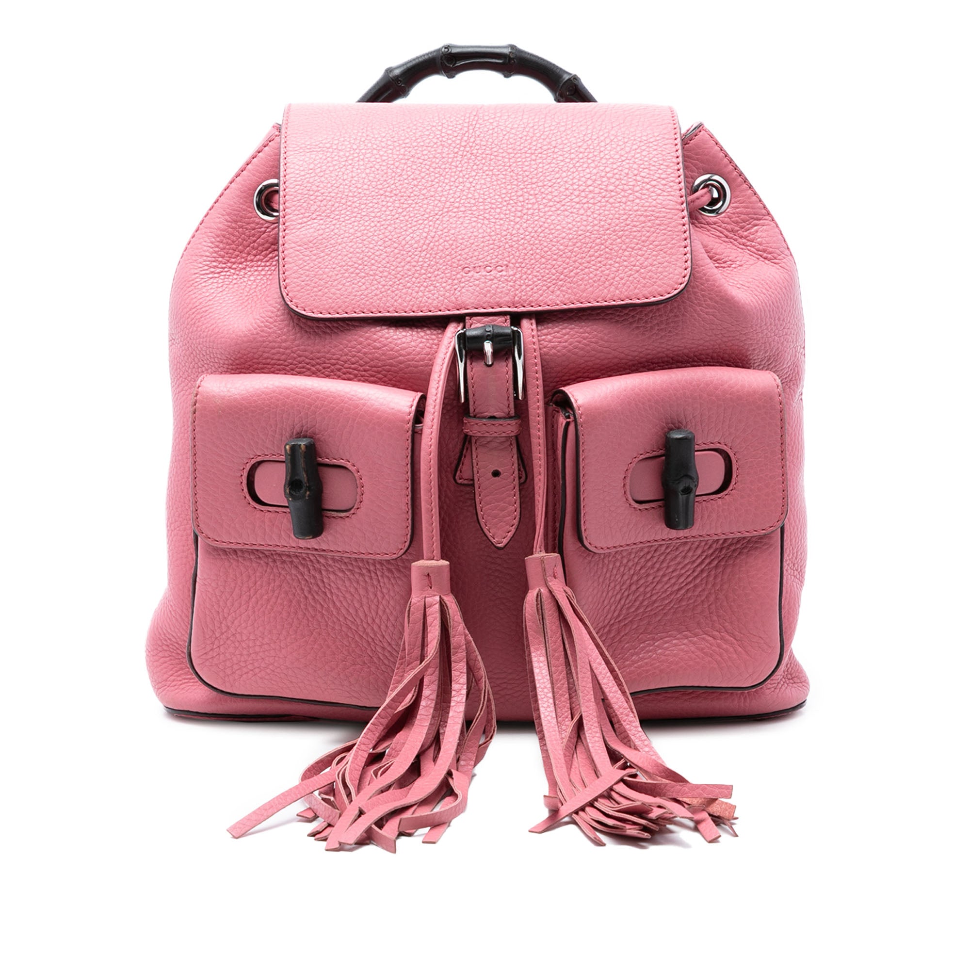 Leather Bamboo Tassel Backpack - Image 1