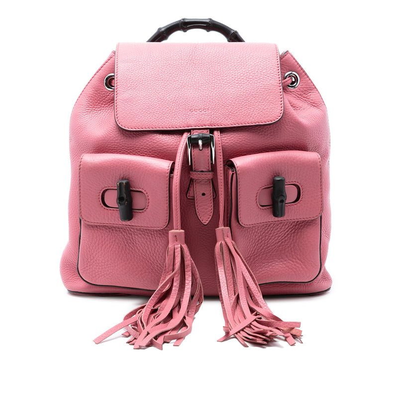 Leather Bamboo Tassel Backpack