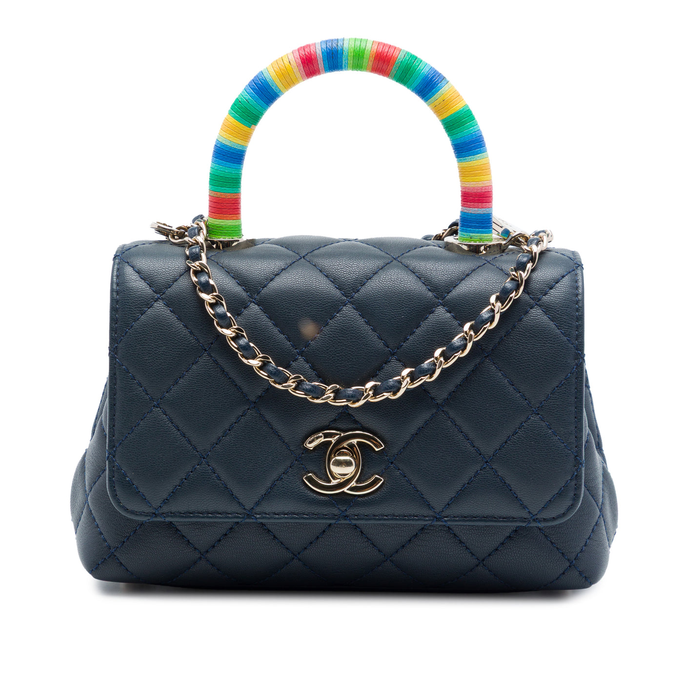 Extra Mini Quilted Lambskin Rainbow Coco Top Handle Bag - Image 1