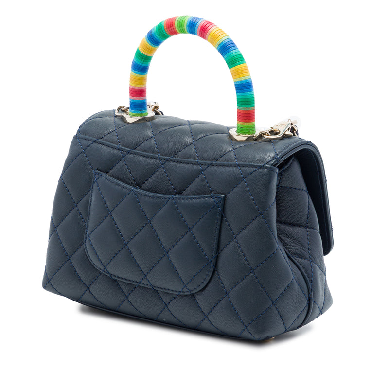 Extra Mini Quilted Lambskin Rainbow Coco Top Handle Bag - Image 2