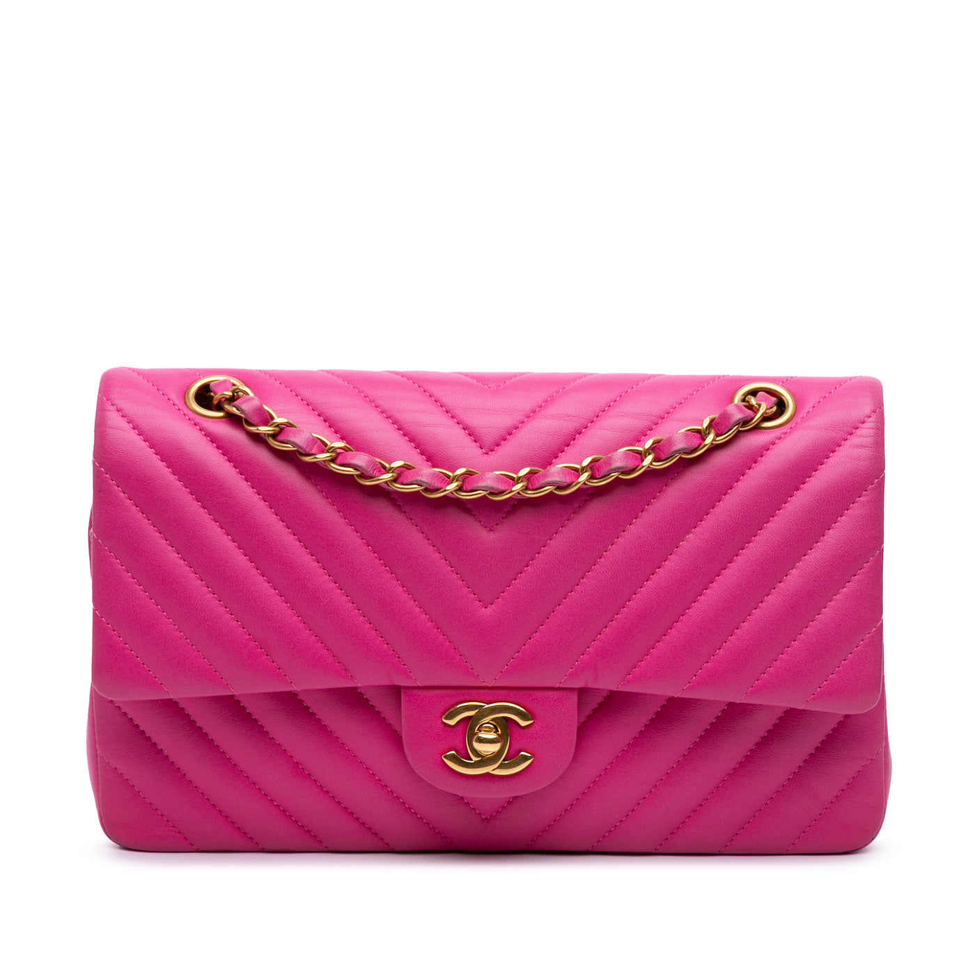 Medium Classic Chevron Lambskin Double Flap - Image 1