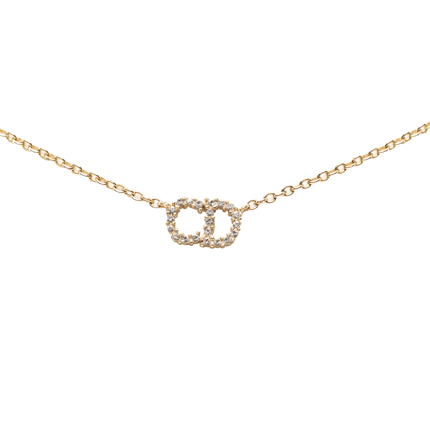 Gold Plated Strass CD Logo Pendant Necklace - Image 1