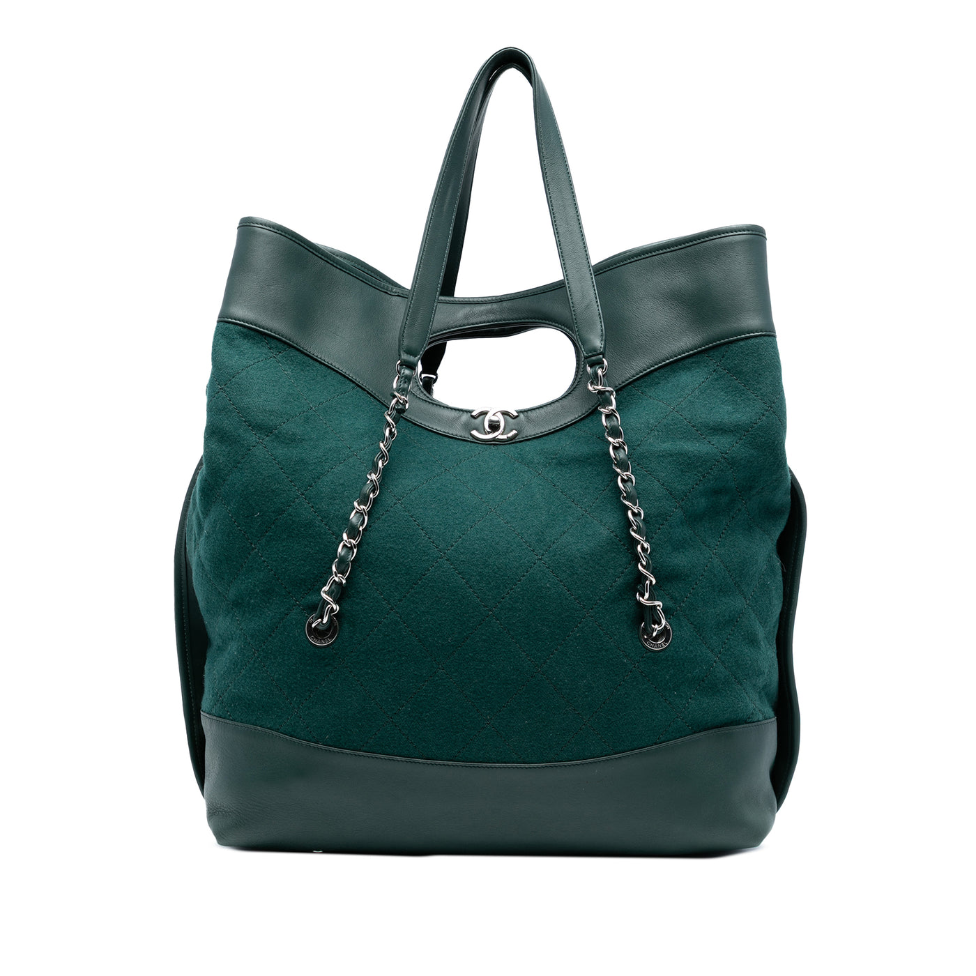 Extra Large Stitched Wool and Calfskin 31 Shopping Bag - Image 1