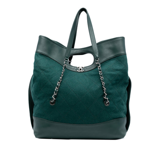 Extra Large Stitched Wool and Calfskin 31 Shopping Bag - Image 1
